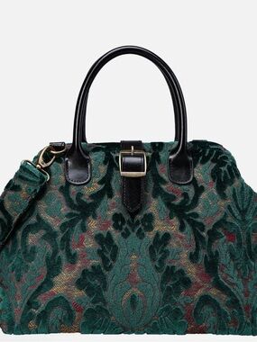 Burnout Velvet Jade Green Carpet Handbag Purse